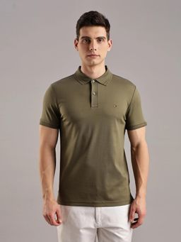 Tommy Hilfiger - Solid Regular Fit Cotton Polo T-Shirt - Olive
