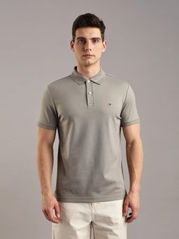 Tommy Hilfiger - Solid Regular Fit Cotton Polo T-Shirt - Grey