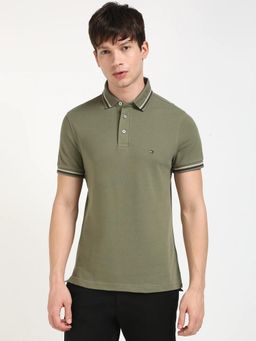 Tommy Hilfiger - Solid Regular Fit Cotton Polo T-Shirt - Olive