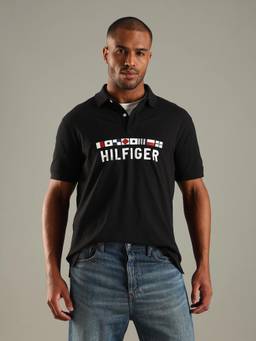 Tommy Hilfiger - Logo Regular Fit Cotton Polo T-Shirt - Black