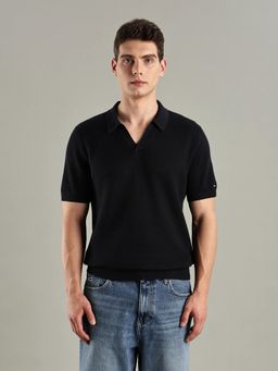 Tommy Hilfiger - Texture Regular Fit Cotton Polo T-Shirt - Navy Blue