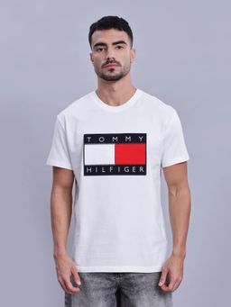 Tommy Hilfiger - Logo Regular Fit Cotton T-Shirt - Off White