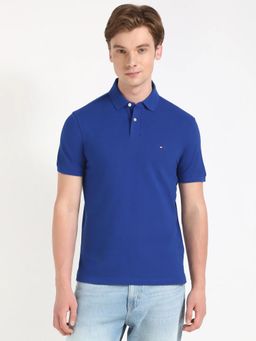 Tommy Hilfiger - Solid Regular Fit Cotton Polo T-Shirt - Blue