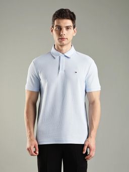 Tommy Hilfiger - Textured Regular Fit Cotton Polo T-Shirt - Blue