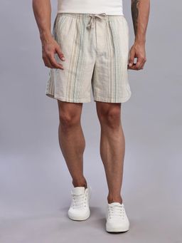 Tommy Hilfiger - Loose Fit Striped Mid Rise Shorts - Beige