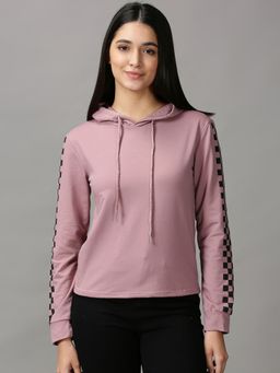 SHOWOFFFF - Womens Long Sleeves Regular Violet Hooded Sweatshirt