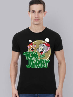 Free Authority - Tom & Jerry Printed Black T-Shirt for Men