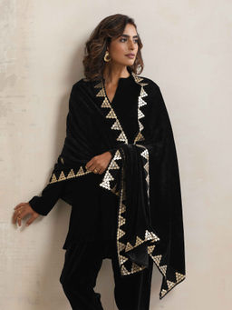 trueBrowns - Black Velvet Gota Patti Stole