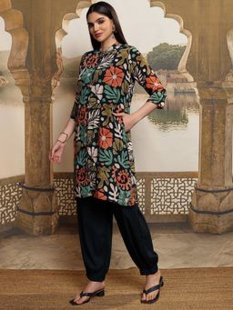 VISHUDH - Women Multi-Color Floral Crop Top with Pant & Jacket (Set of 3)