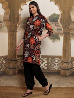 VISHUDH - Women Multi-Color Floral Crop Top with Pant & Jacket (Set of 3)