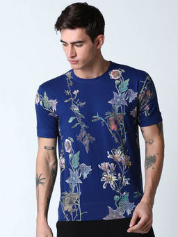 Huetrap - Mens Half Sleeves Round Neck Graphic Cuff Tee