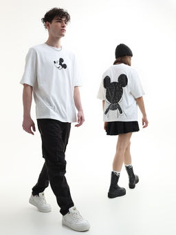 ONLY - X Mickey White Printed Unisex Oversized T-Shirt