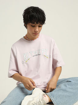 ONLY - Ketnipz Pink Unisex Printed Oversized T-Shirt
