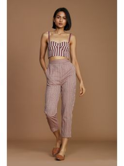 Mati - Ivory with Mauve Striped Crop Top