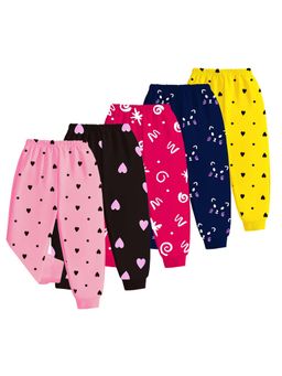 Kuchipoo - Multi-Color Regular Fit Baby Girls Joggers (Pack of 5)