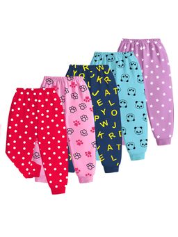 Kuchipoo - Multi-Color Regular Fit Baby Girls Joggers (Pack of 5)