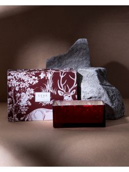 SEVA HOME - Ruby Jewel Candle In An Reindeer Print Gift Box 40-Hour Burn Time