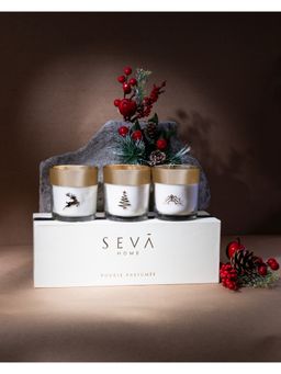SEVA HOME - Enchante Festive Trio Candle Set Luxury Gifting 25 Hour Burn Each