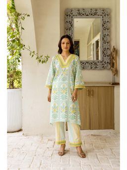 Hezal - Jugni Green Kurta with Palazzo (Set of 2)