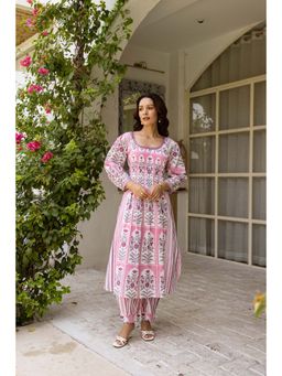 Hezal - Jugni Pink Abhaya Kurta with Salwar (Set of 2)