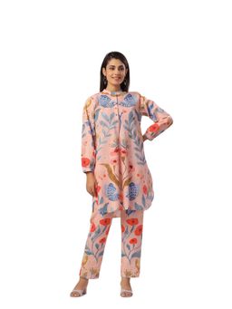 JAIPURRANG - Peach Digital Print Floral Cotton Linen Co-Ord (Set of 2)