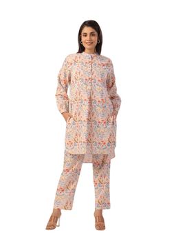 JAIPURRANG - Beige Digital Print Floral Cotton Linen Co-Ord (Set of 2)