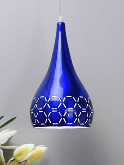 Homesake - Glossy Spinning Cross-Cut Pendant Lamp Blue