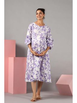 Ikk Kudi By Seerat - Purple Printed Comfortable Maternity Dress