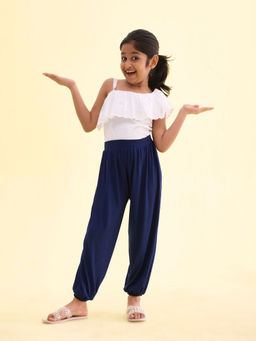 Go Colors - Navy Blue Solid Relaxed Fit Harem