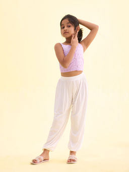 Go Colors - White Solid Relaxed Fit Harem