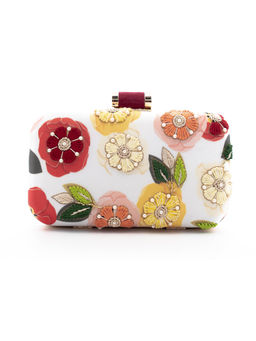 sugarcrush - Embroidered White & Multi-Color Clutch