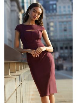 Lipsy - Burgundy Cut Out Smart Dress