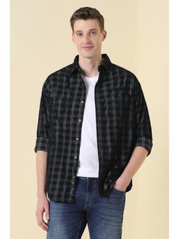 Allen Solly - Men Black Relaxed Fit Check Full Sleeves Casual Shirt