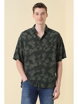 Allen Solly - Men Green Relaxed Fit Printed Half Sleeves Casual Shirt