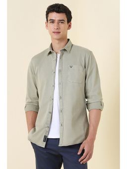 Allen Solly - Men Beige Solid Full Sleeves Casual Shirt