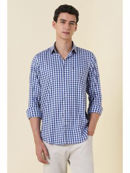 Allen Solly - Men Blue Slim Fit Check Full Sleeves Casual Shirt