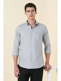 Allen Solly - Men Grey Slim Fit Solid Full Sleeves Casual Shirt