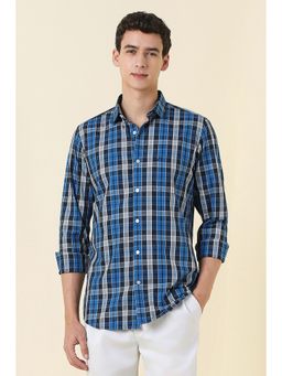 Allen Solly - Men Blue Slim Fit Check Full Sleeves Casual Shirt