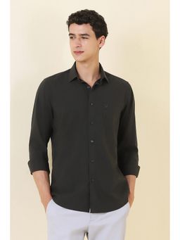 Allen Solly - Men Black Slim Fit Solid Full Sleeves Casual Shirt