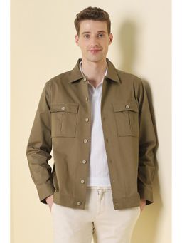 Allen Solly - Men Khaki Relaxed Fit Solid Full Sleeves Casual Shirt