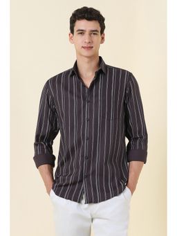 Allen Solly - Men Brown Slim Fit Stripe Full Sleeves Casual Shirt