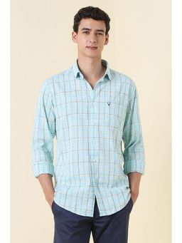 Allen Solly - Men Light Blue Check Full Sleeves Casual Shirt