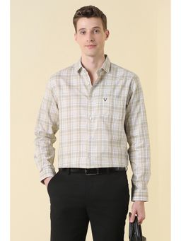 Allen Solly - Men Beige Check Full Sleeves Formal Shirt