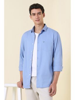 Allen Solly - Men Light Blue Solid Full Sleeves Casual Shirt