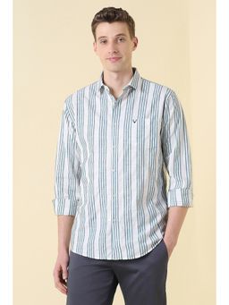 Allen Solly - Men White Stripe Full Sleeves Casual Shirt
