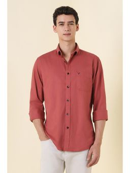 Allen Solly - Men Rust Slim Fit Solid Full Sleeves Casual Shirt
