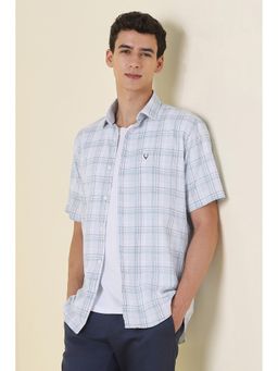 Allen Solly - Men Grey Slim Fit Check Half Sleeves Casual Shirt
