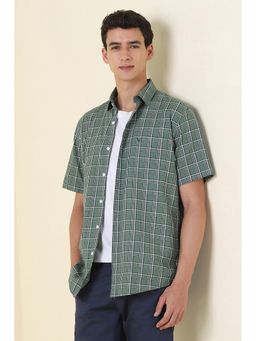 Allen Solly - Men Green Slim Fit Check Half Sleeves Casual Shirt