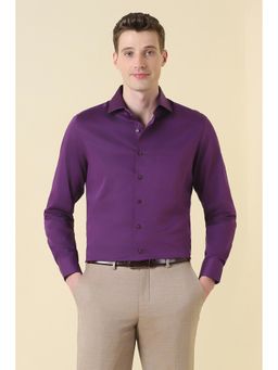Allen Solly - Men Purple Solid Full Sleeves Formal Shirt