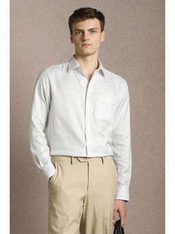 Louis Philippe - Men White Textured Full Sleeves Formal Shirt